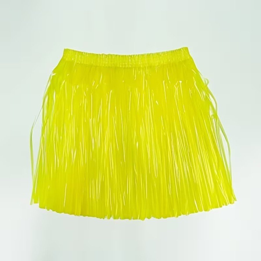 Neon Yellow Hawaiian Party Skirt 40 cm