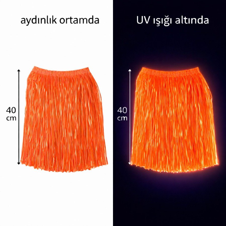 Neon Orange Hawaiian Party Skirt 40 cm