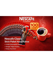 Kahve Classic 2 gr Stick Instant Coffee 100 Pieces 100% Soluble Intensely Flavored