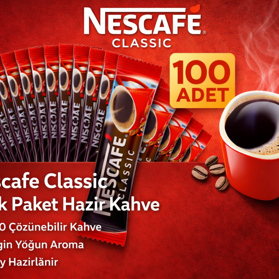 Kahve Classic 2 gr Stick Instant Coffee 100 Pieces 100 Soluble Intensely Flavored