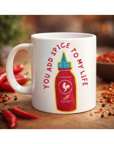 Fun Porcelain Mug with You Add Spice To My Life Written - MODEL 16 - Special Gift Cup for Lovers and Friends