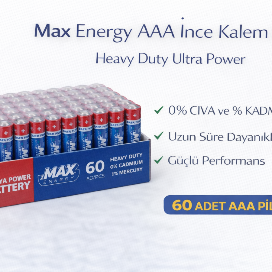 Max Energy AAA Thin Pen Battery 1.5V R03 Heavy Duty Ultra Power 15 Pack of 4