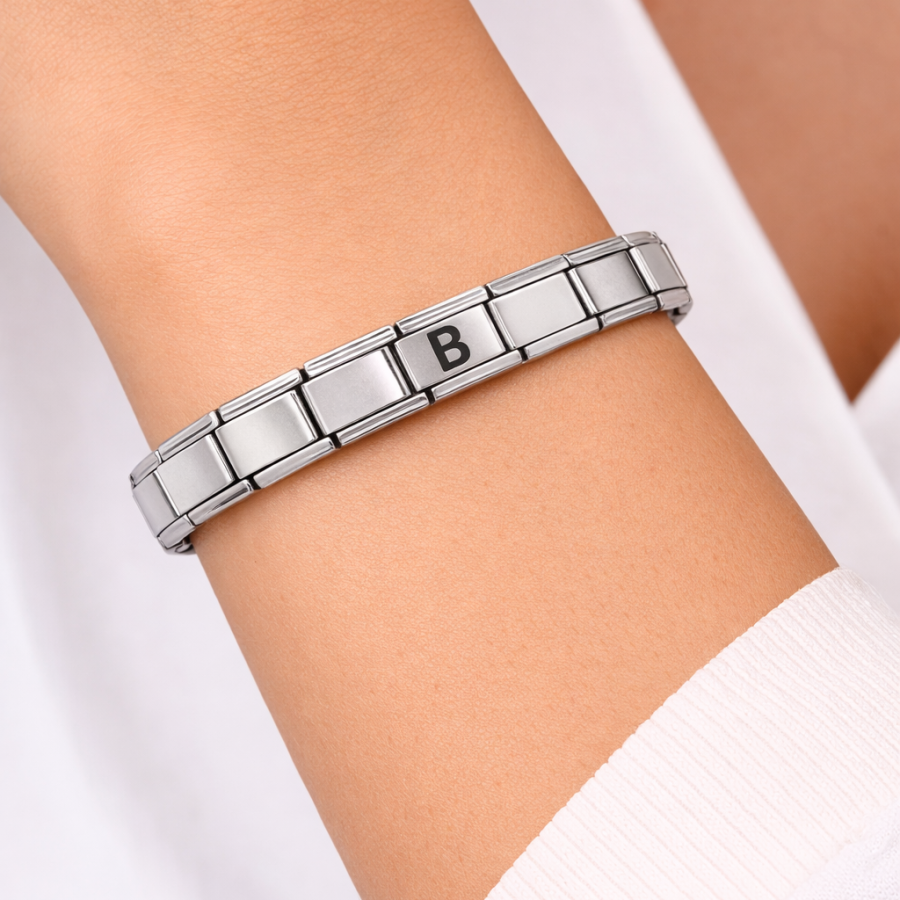 Personalized Letter B Steel Bracelet – Stainless Steel Italian Model Letter Bracelet