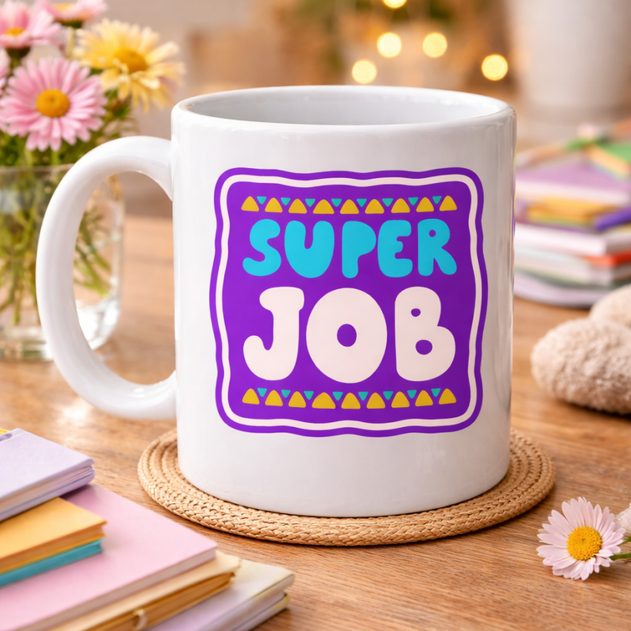 Super Job  YOU DID A GREAT JOB  Written Porcelain Mug MODEL 148 – Motivation Cup – Success Congratulation Gift – Morale Boosting Coffee Cup for Office & Home