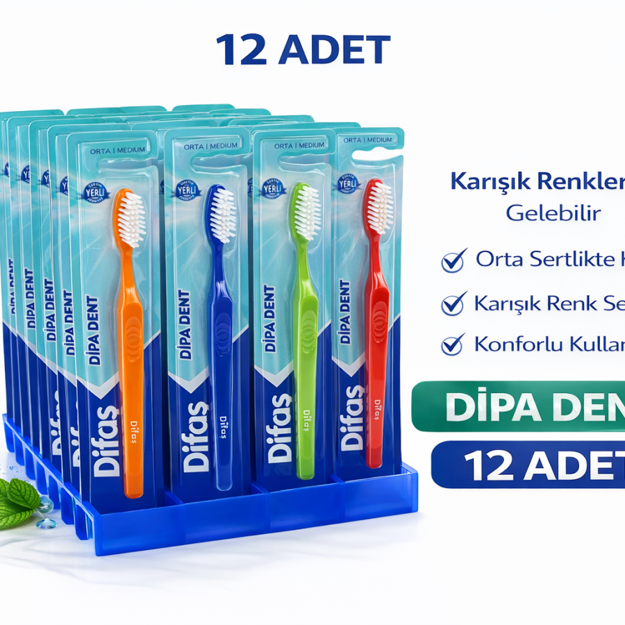 Difas Dipa Dent Medium Toothbrush Medium Hard 12 PCS
