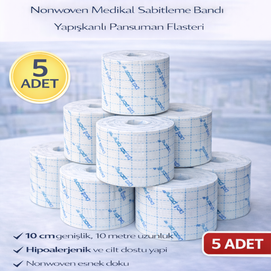 Hypoallergenic Fix Patch 10 cm x 10 m 5 Pieces Nonwoven Medical Fixation Tape Adhesive Dressing Patch