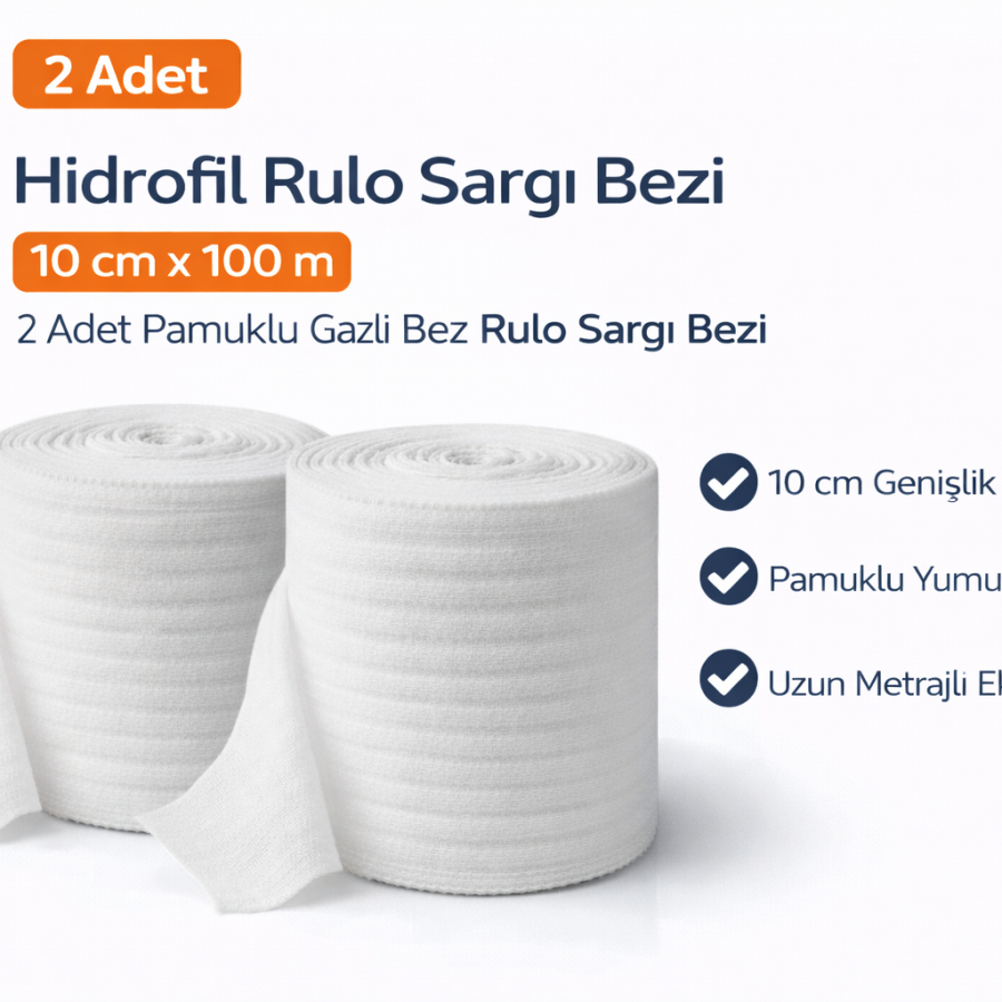 Hydrophilic Roll Dressing Cloth 10 cm x 100 m 2 Pieces Cotton Gauze Roll Dressing Cloth