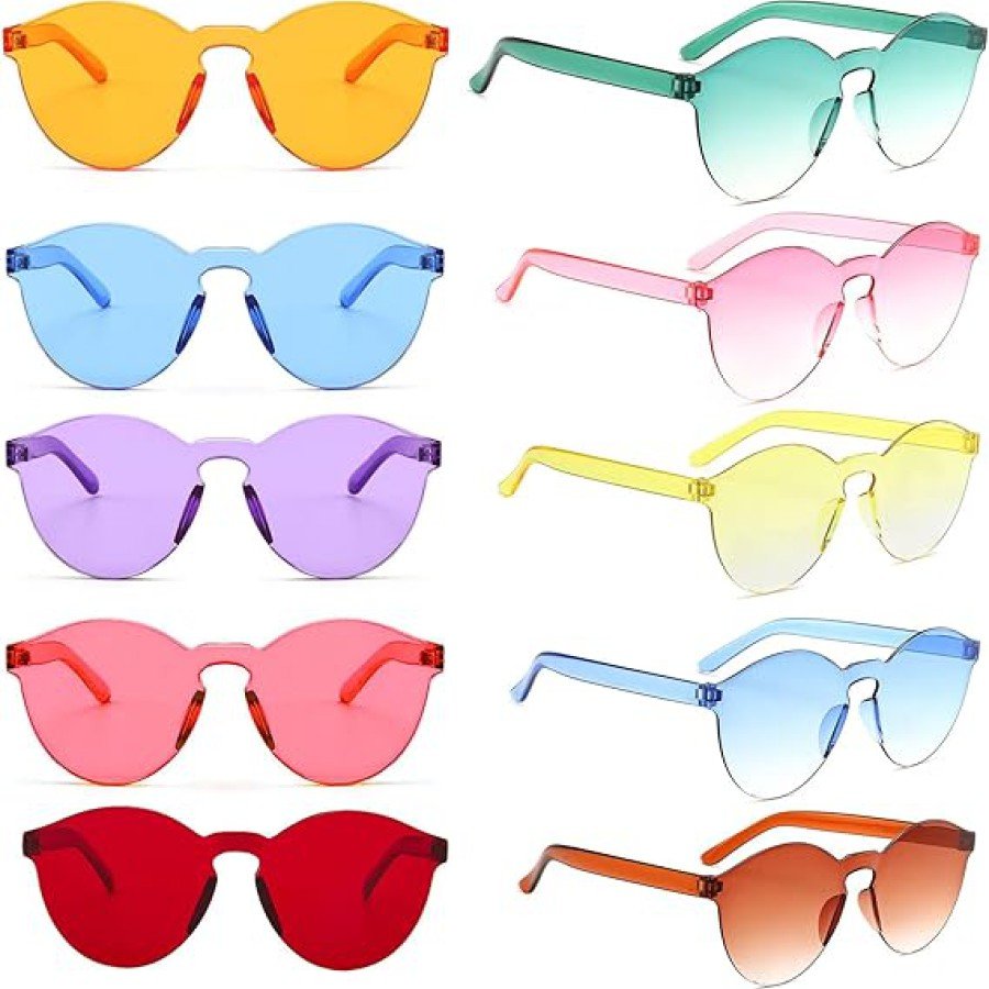 Oval Shaped Rimless Party Glasses 6 Colors 6 Pieces