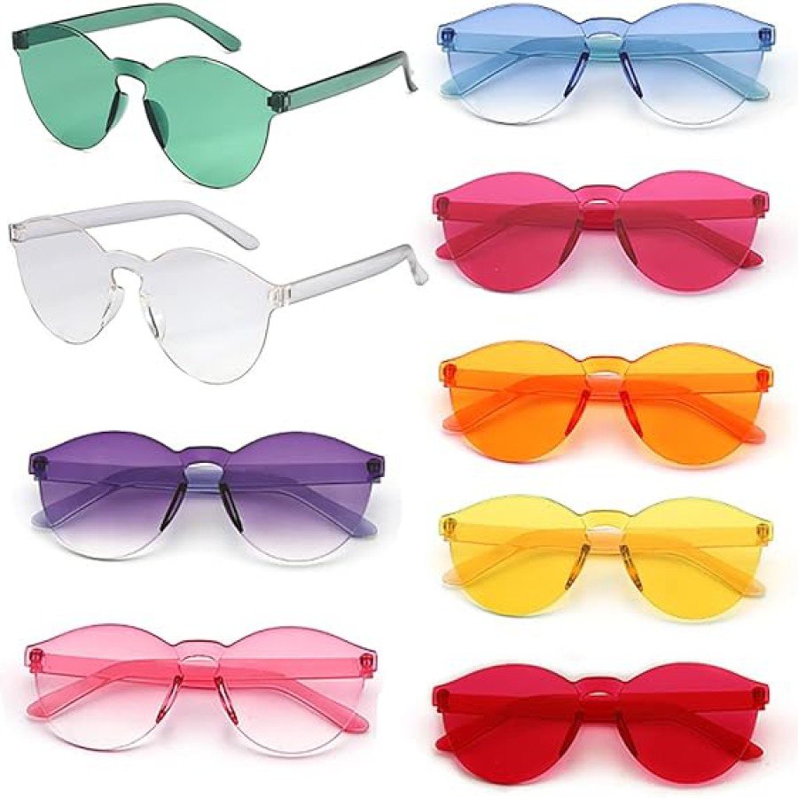Oval Shaped Rimless Party Glasses 6 Colors 6 Pieces