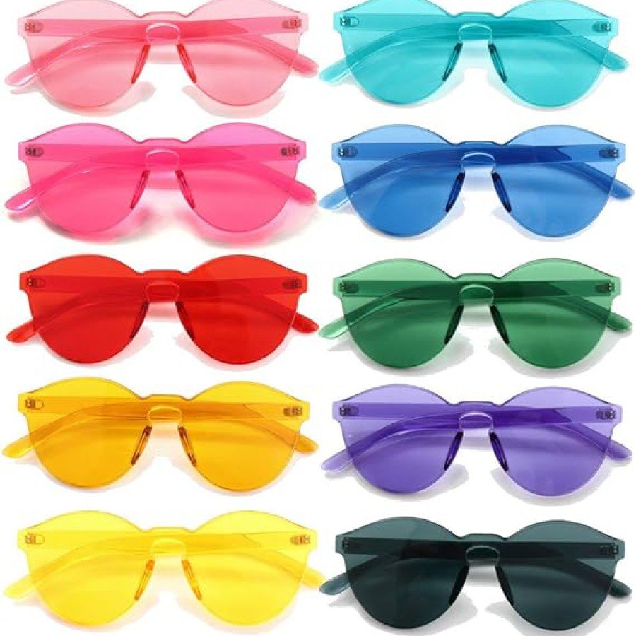 Oval Shaped Rimless Party Glasses 6 Colors 6 Pieces