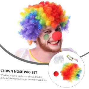 Clown Hair Clown Nose Clown Gloves Clown Magic Walking Stick Set of 4 Clown Hair Clown Nose Clown Gloves Clown Magic Walking Stick Set of 4