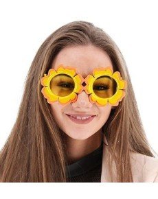 Daisy Shaped Orange Yellow Colored Hawaii Concept Party Glasses 15x7 cm