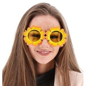 Daisy Shaped Orange Yellow Colored Hawaii Concept Party Glasses 15x7 cm