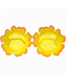Daisy Shaped Orange Yellow Colored Hawaii Concept Party Glasses 15x7 cm