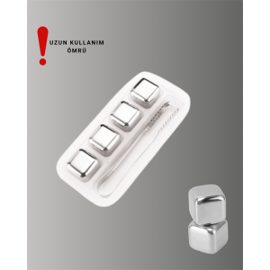 Metal Ice Cube Set and Ice Clip Made of Stainless Steel