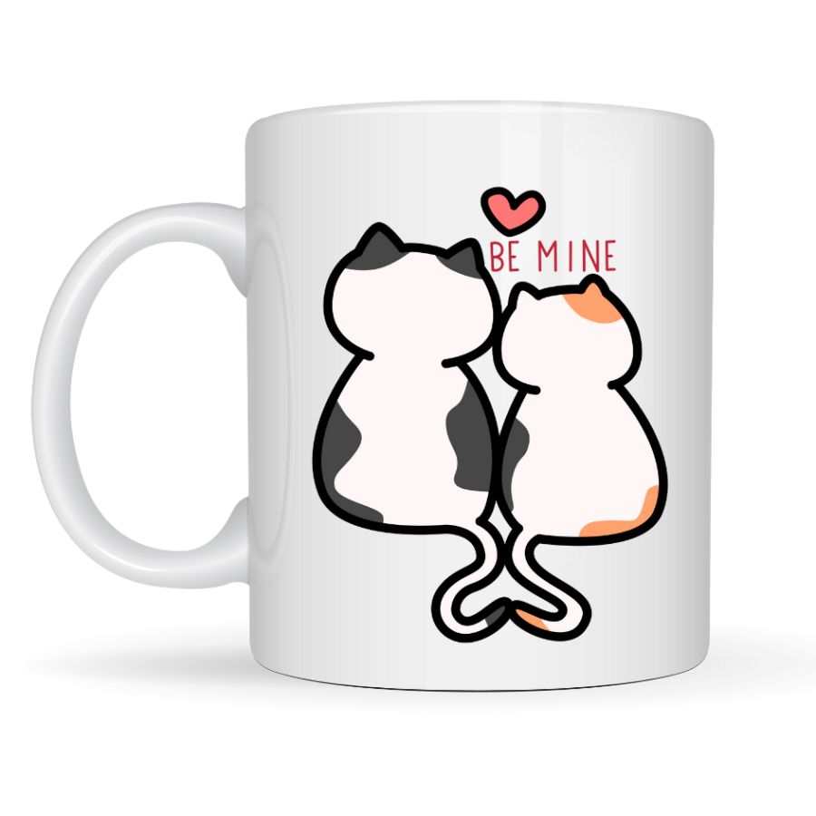 Be Mine Cute Cat Porcelain Mug Model 40 – Special Coffee Cup for Lovers with Cats in Love Design