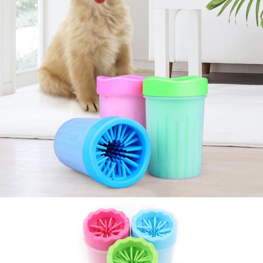 Paw Feet Washing Bucket with Silicone Gel Brush Cat Dog (Small)
