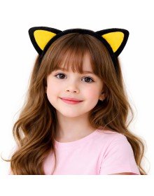 Plush Cat Ear Crown Yellow Black – Children's Party & Costume Crown