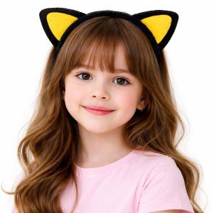 Plush Cat Ear Crown Yellow Black – Children's Party & Costume Crown