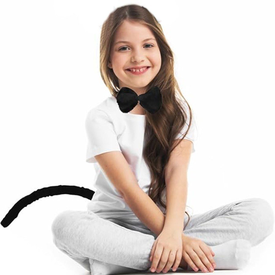 Plush Black Color Tail and Bow Tie Compatible with Adults and Children