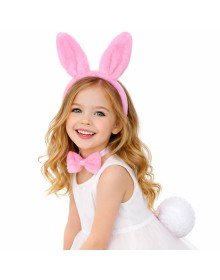 Pink Full Rabbit Ear Bow Tie Tail Party Set of 3