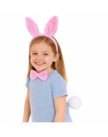 Pink Full Rabbit Ear Bow Tie Tail Party Set of 3
