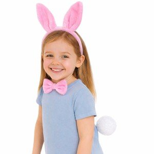 Pink Full Rabbit Ear Bow Tie Tail Party Set of 3 Pink Full Rabbit Ear Bow Tie Tail Party Set of 3