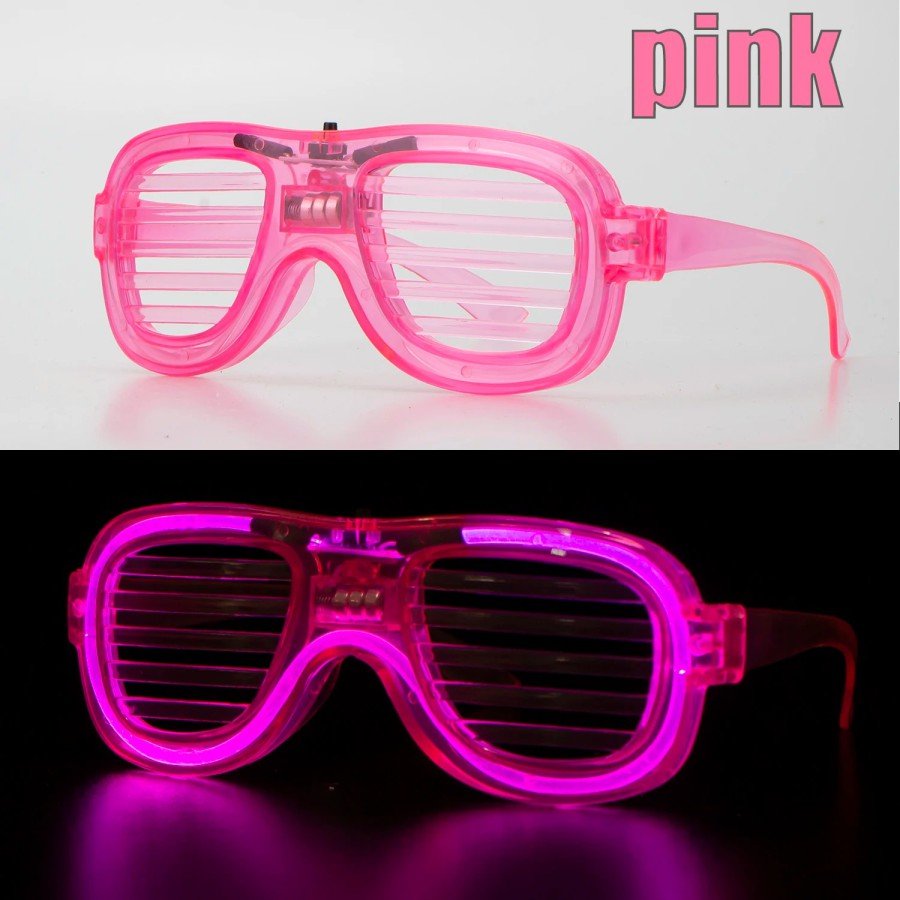Pink LED Lighted Party Glasses - Neon Glow Stripe Glasses with 3 Modes