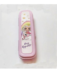 Pink Multi Color Pen Holder Box with Lid - Bag Storage - Toothbrush - Makeup Brush Box