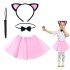 Pink Color Skirt Cat Costume Set (Tutu, Crown, Bow Tie, Tail)