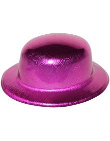 Pink Color Hologram Plastic Round Bowler 27x24 cm