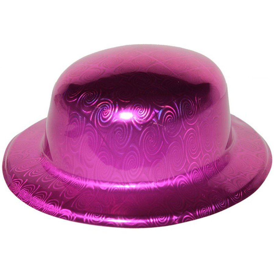 Pink Color Hologram Plastic Round Bowler 27x24 cm