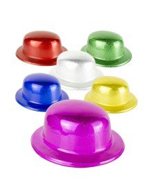 Pink Color Hologram Plastic Round Bowler 27x24 cm