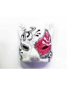 Venetian Cat Model Magnet Made of Pink Color Embroidered Ceramic Material