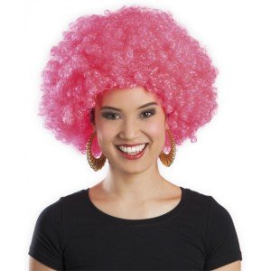 Pink Color Curly Afro Bonus Wig