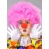 Pink Color Curly Afro Bonus Wig Hair Extensions and Red Nose Set
