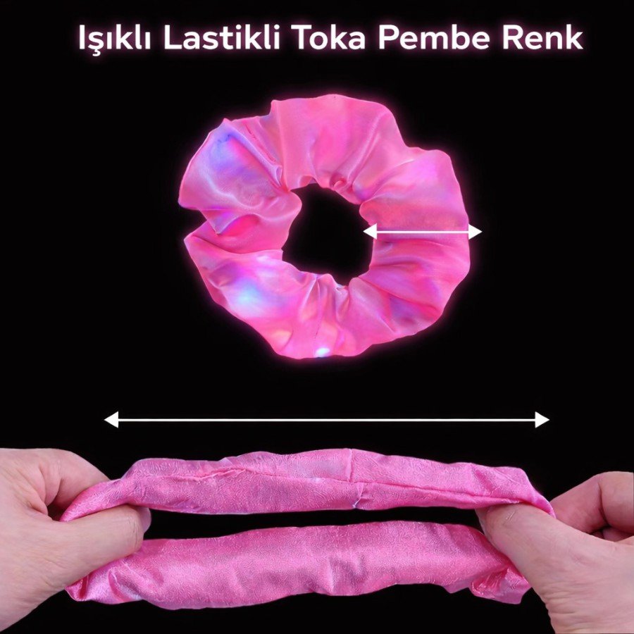 Pink Color LED Light Elastic Hair Clip - 3 Modes Festival & Party Hair Clip