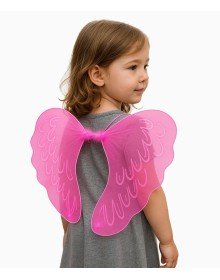 Pink Color Tulle Fairy Wing with Pink Feathers in the Middle 40x50 cm