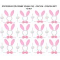 Pink Bunny Costume Set – Crown, Bow Tie, Pompom (Pack of 12)