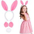 Pink Bunny Costume Set – Crown, Bow Tie, Pompom (Pack of 12)