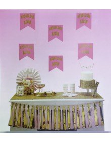 Gold on Pink Welcome Girl Pennant Ornament