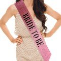 Pink and Black with Great Bride To Be Written, Glittering, Sparkling Sash Belt 10 cm Width Pink and Black with Great Bride To Be Written, Glittering, Sparkling Sash Belt 10 cm Width