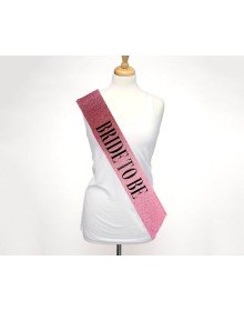 Pink and Black with Great Bride To Be Written on it, Glittering and Shining Sash Belt 10 cm Width