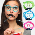 Party Glasses with Straw - Children and Adult Mustache Straw Glasses Pink Color 18x14 cm