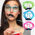 Party Glasses with Straw - Children and Adult Mustache Straw Glasses Green Color 18x14 cm