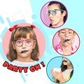 Party Glasses with Straw - Children and Adult Mustache Straw Glasses Red Color 18x14 cm