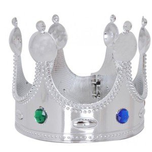 Plastic King Crown Silver Color Adult 55 cm Plastic King Crown Silver Color Adult 55 cm