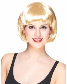 Platinum Gold Gold Color Blunt Party Wig Short Fake Wig