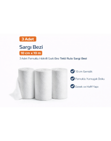 Bandage Cloth 10 cm x 10 m 3 Pieces Cotton Hydrophilic Gauze Single Roll Bandage Set