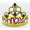 Princess Written Gold Color Adjustable Party Crown 60 cm